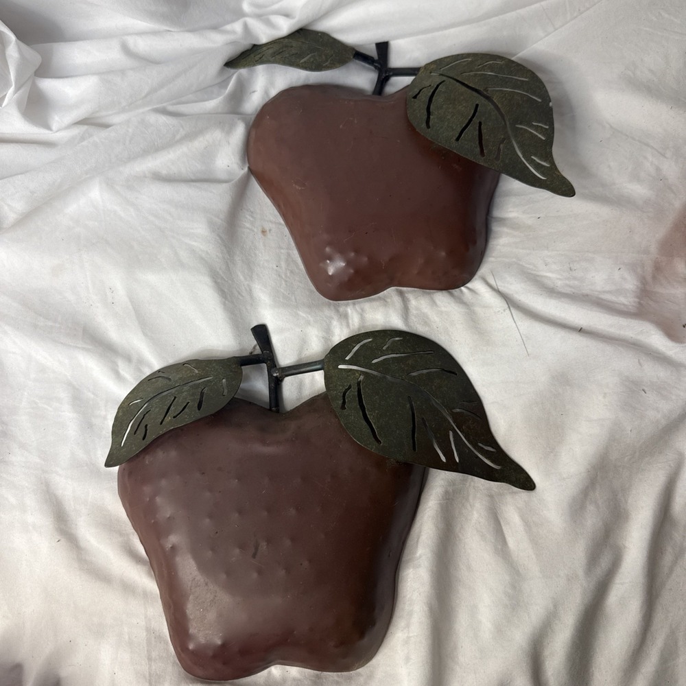 Vintage Home Interiors Metal Fruit Wall Decor Apple Rustic Farmhouse Country 2